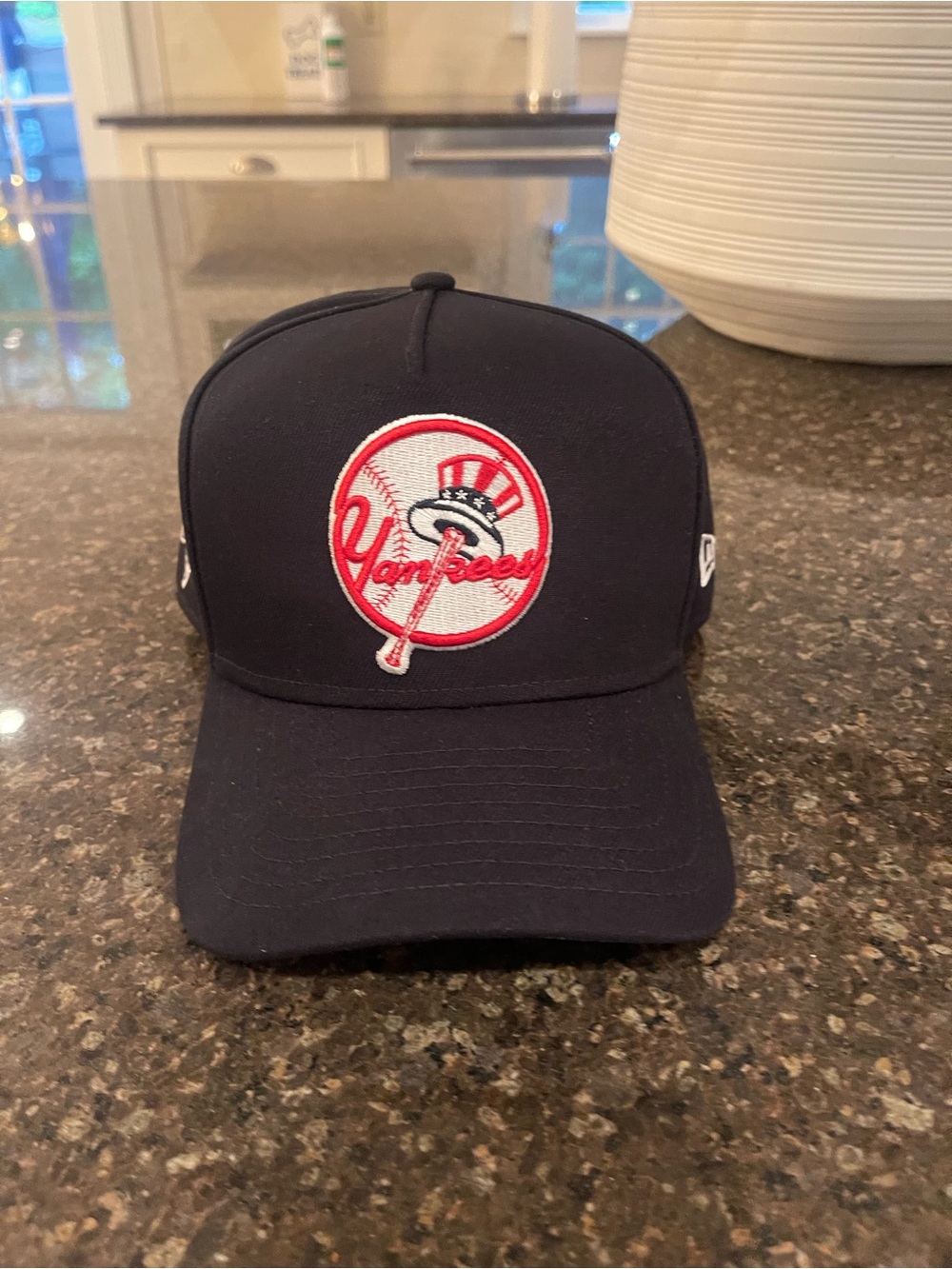 New Era Navy Cap with Red and White Yankees Patch Mens